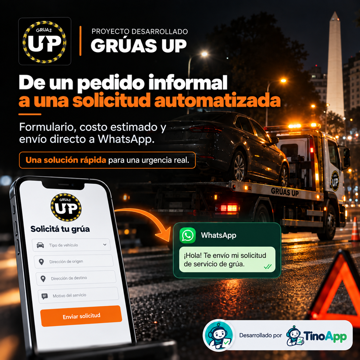 Proyecto Grúas UP desarrollado por TinoApp